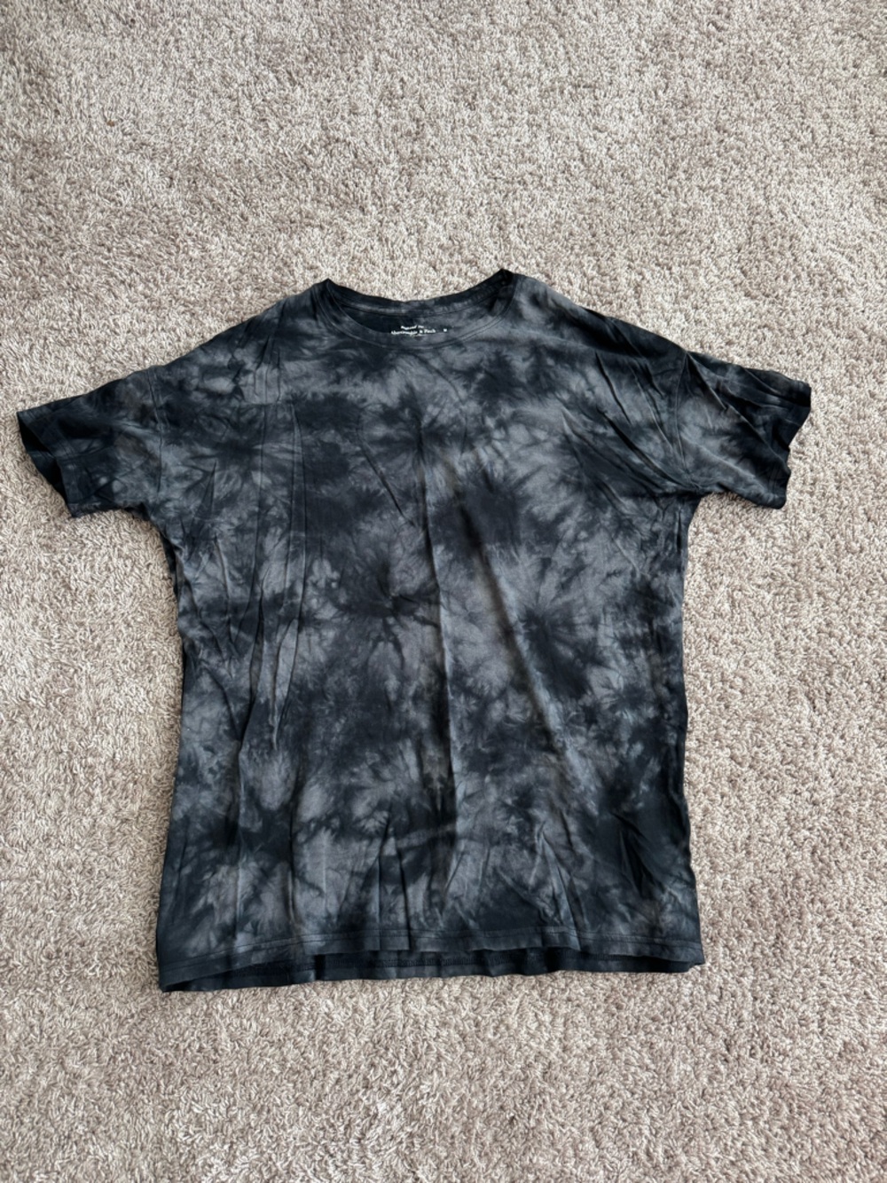 Abercrombie and Fitch Boyfriend Oversized Tee Soft - Black Acid Tie Dye Medium